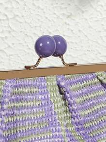 SHEIN VCAY Women's Woven Clutch,Bohemian Style, Perfect For Summer, Travel, Vacation, Beach Party And Music Festival - Purple - View 3