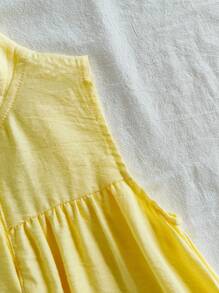 Vintaside Kids Young Girl Casual Peter Pan Collar Floral Embroidered Sleeveless Dress, Summer Summer Holiday - Yellow - View 4