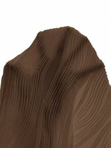 Poéselle 精致提花纹理粒面面料，极佳的简约造型和时尚的生菜边饰纽扣前纹理修身 V 领 T 恤，夏季度假季节 - 咖啡棕 - 查看 7