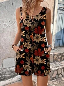 EMERY ROSE Women Printed Pocket Romper, Suitable For Spring And Summer Suitable For Going Out - Multicolor - View 2