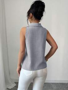 Elenzga 女士休闲百搭纯色无袖衬衫