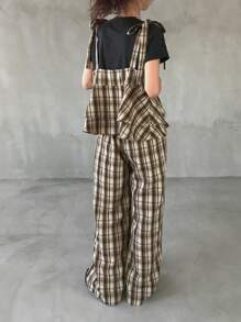 FRIFUL 2件套女士假日夏季格子吊带背心和短裤家居服套装 - 彩色 - 查看 5