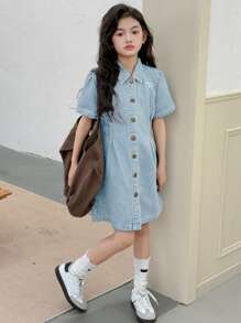DAZY Tween Girl Denim Pinafore Dress,Girls Summer Outfits,Back To School Clothes - Light Wash - View 3