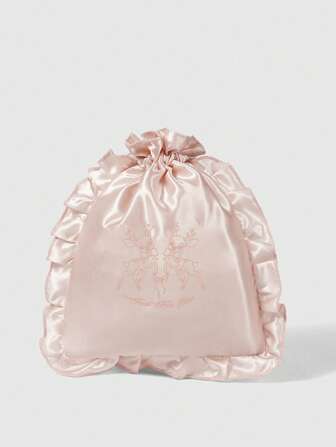 Kawaii Bolsa de cosméticos con bordado de ciervo, bolsa con cordón para almacenar ropa interior y lencería para viajes