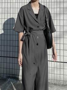 FRIFUL Women's Business Casual Jumpsuit, Suitable For Office, Spring/Summer - Grey - View 6