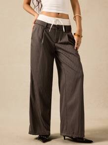 Easelle Summer Striped Suit Pants Office Casual Spring Outfits For Women Business Casual Woman - Grey - View 5