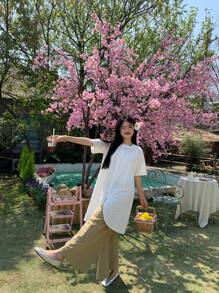 DAZY 2pcs Women Summer Casual Open Front Holiday Set,Short Women Sets Vacation - Apricot - View 10