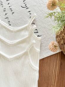 3 件套女婴休闲可爱夏季针织白色吊带背心连体衣
