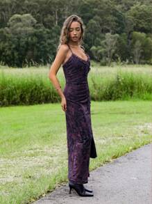 Roylia Sexy Slip Dress With Frill Trim And Bowknot Straps - Multicolor - View 3