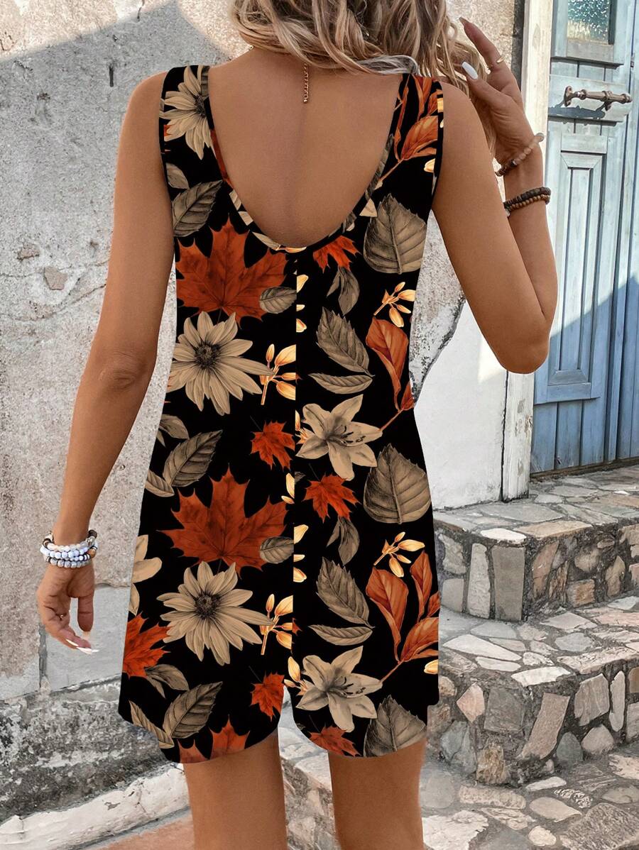 EMERY ROSE Women Printed Pocket Romper, Suitable For Spring And Summer Suitable For Going Out - Multicolor - View 1