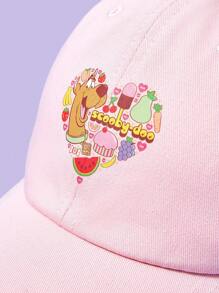 SCOOBY-DOO X SHEIN Heart & Cartoon Print Pink Baseball Cap - Pink - View 4