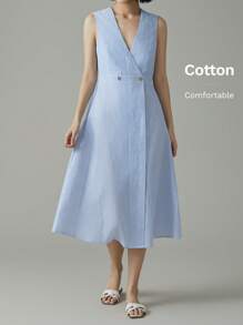 EMERY ROSE Women's Summer Casual Striped Sleeveless Midi Dress