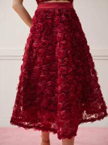 MOTF PREMIUM SAIA EVASÊ COM APLIQUES FLORAIS, DIA DOS NAMORADOS - Vinho - Visão 5