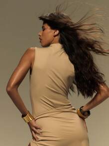 MUSERA High Neck Extreme Cut Out Sleeveless Y2K Bodysuit For Summer, Vacation, Festival Outfit