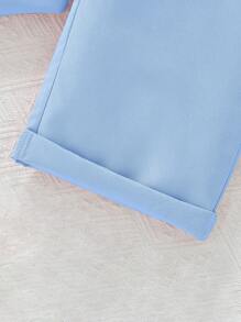 SHEIN Tween Girl Fashionable Overall Shorts And Camisole Set - Blue - View 6