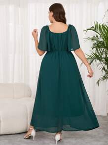 SHEIN Clasi Plus Size Solid Square Neck Twisted Ruffle Sleeve Chiffon Maxi Dress Casual Long Vacation Dress,Emerald Green Dress,Tea Party Outfit,Easter Dresses,Rave Outfits Festival,Festival Outfits For Women,Easter Outfit Women,Graduation Dresses For Women,Easter Dress,Vacation Outfits Woman,Graduation Dress,Wedding Guest Dress Women,Summer Dresses For Women,Easter Dress Women,Dresses For Women Elegant, Plus Elegant Dress Dresses For Women Elegant Plus Size Dresses Plus Size Elegant Dress Plus Size Party Dresses Dresses For Women Party Plus Size - Army Green - View 2