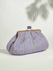 SHEIN VCAY Women's Woven Clutch,Bohemian Style, Perfect For Summer, Travel, Vacation, Beach Party And Music Festival - Purple - View 2