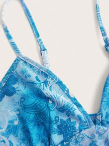 SHEIN ICON Paisley Print Criss-Cross Strappy Tank Top, Perfect For Vacation,Rave Top - Blue - View 3