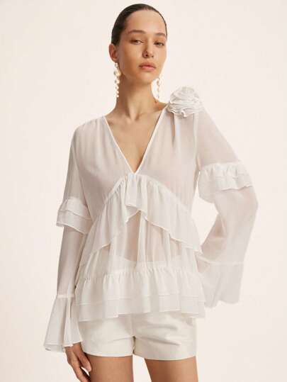 Aveloria Rosie 女士纯色网眼上衣，夏季时尚