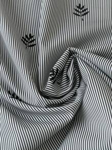 DreamSkyne Chemise décontractée à manches longues avec col châle et imprimé à rayures, grande taille - Noir et Blanc - Voir 5