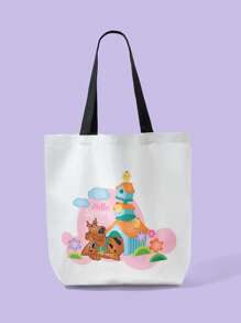 SCOOBY-DOO X SHEIN Cartoon Print Tote Bag, Reusable Fashion Backpack, Multi-Function Handbag, Canvas Shopping Bag - Multicolor - View 1