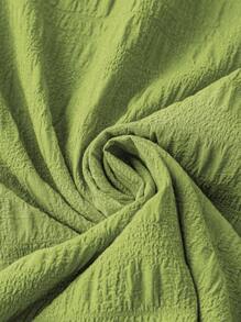 SHEIN LUNE Plus Size Solid Color Textured Casual Vacation Dress - Olive Green - View 4