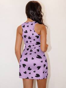 SweetSlumber Women Sexy Heart Print Sleeveless Mini Nightgown