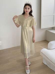 DAZY Tween Girl Woven Short Sleeve Dress For Summer