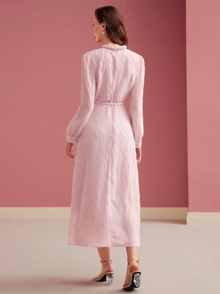 TEXTURED KEYHOLE NECKLINE DRESS,SPRING/SUMMER