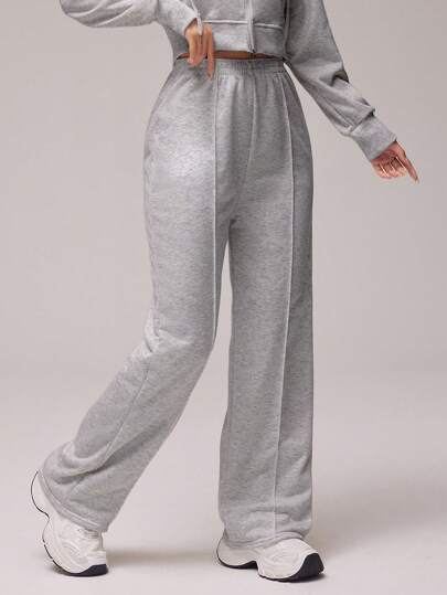 Exploreva Pantaloni sport de damă Pantaloni de trening gri din in Pantaloni sport casual