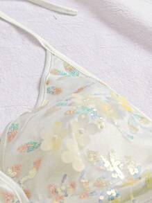SHEIN Canottiera elegante e casual alla moda da donna con paillettes, ideale per vacanze romantiche
