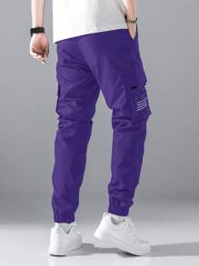 Manfinity Hypemode Loose Fit Men Flap Pocket Side Drawstring Waist Cargo Pants