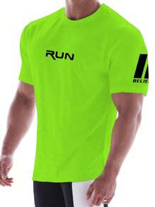 Gym Rark Áo thun thể thao cổ tròn tay ngắn in chữ cho nam, mùa hè, áo chạy bộ tập luyện thoáng khí - màu xanh lá - Xem 5