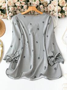 DreamSkyne Chemise décontractée à manches longues avec col châle et imprimé à rayures, grande taille - Noir et Blanc - Voir 2