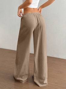 Flirla Women Casual Straight Leg Low-Rise Cotton Pants