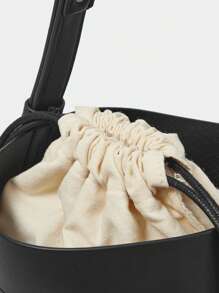 SHECARRY 女士时尚优雅百搭黑色 PU 单肩包，肩带长度可调节 - 黑色 - 查看 6