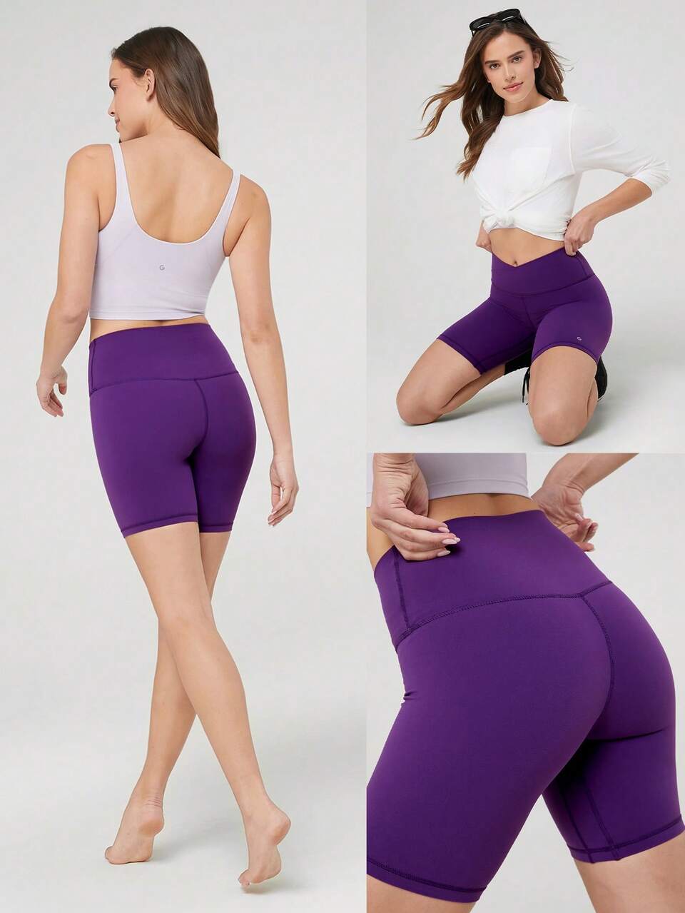 8" FeatherFit™ Crossover Biker Shorts Cycling Running Gym Workout Summer