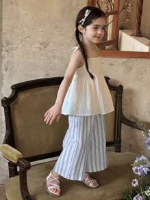 DAZY Conjunto de 2 piezas de top de tirantes + pantalones a cuadros para niña, para el verano