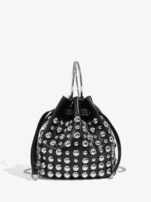 SHEIN SXY Quý cô, Túi xách tay nữ, Túi đeo vai, Túi Hobo, Thời trang, Thanh lịch, Đơn giản, Cá nhân hóa, Đa năng, Cổ điển, Đinh tán, Cho buổi hẹn hò, Hàng ngày, Mua sắm, Trà chiều, Tiệc cocktail, Tiệc tùng, Vũ hội, Câu lạc bộ, Sinh nhật, Buổi tối, Đêm hẹn hò, Vũ hội - màu đen - Xem 3