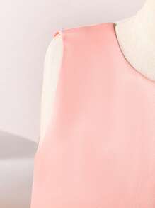 Glamorique Kids Girls Elegant Pink Mesh Formal Dress, Luxury French Style Net Skirt Shoulder-Revealing High-End Dress With Bow Decor Party Dresses For Girls Dresses Elegant For Girls Princess Dresses For Girls Girl Dresses For Party