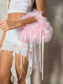 SHEIN ICON Ladies, Women Shoulder Bag, Hobo Bag, Bowknot, Lace, Ribbon, Pink, Fashionable, Personalized, Simple, Versatile, Street, Sweet And Cool Girls, Hot Girls, Y2k, Retro, Rivets, Vintage, Teenagers, Lace-Up, Ballet Style, Party, Date, Daily, Shopping, Afternoon Tea, Cute Bow Bag For Women