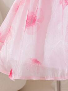 SHEIN Glamorique Kids Vestido de bebé e infante niña con estampado floral rosa, vestido de fiesta de bebé niña con volantes y mangas cortas, vestido formal de fiesta de cumpleaños de bebé - Rosa - Ver 8
