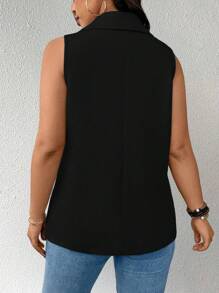 Elenzga Blazer sin mangas casual y minimalista para mujer de talla grande