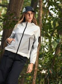 In My Nature 女士撞色拼接抽绳连帽户外风衣外套徒步旅行女装