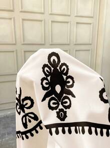 SHEIN LUNE 复活节连衣裙 黑色和杏色数码印花短袖前开中长连衣裙，适合夏季度假 女士白色连衣裙 女士中长连衣裙 女士连衣裙 夏季女装 夏季连衣裙 女士夏季连衣裙 新品 女士连衣裙 演唱会服装 女士度假服装 女士/海滩度假服装 波西米亚风女装 婚礼宾客系带前开连衣裙 - 杏色 - 查看 7