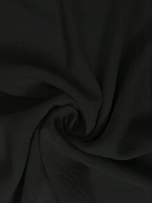 Ellevyn Women's Casual Two-Piece Outfit: Black Ruffle Sleeve Round Neck Top And High-Waisted Regular Length Pants Set - Black - View 7