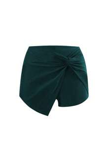 Swim Chiccia Solid Color Classic Swimsuit Bottom, Fashionable For Summer Vacation - Dark Green - View 4