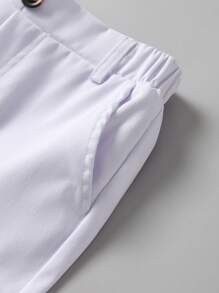 SHEIN Kleine Jungen Burschen Lässig Einfarbige Hose mit Ein-Knopf-Dekor, schräge Taschen, elastischer Bund, geeignet für den täglichen Gebrauch, Reisen, Partys, Urlaub, vielseitige Mode - Weiss - Übersicht 5