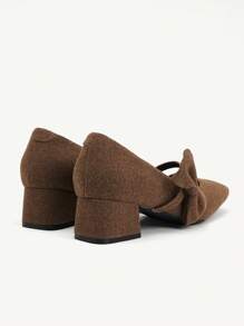 CUCCOO CHICEST Brown Bowknot Chunky Heel Fashion Women High Heel Shoes - Brown - View 5