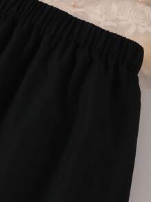 2 件女童甜美罗纹蝴蝶结短袖 T 恤和裙子套装 - 紫色 - 查看 3